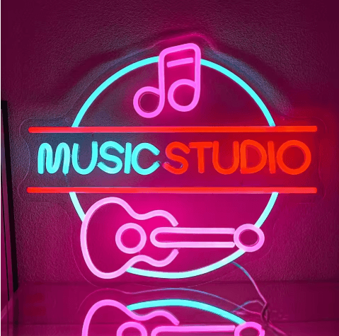 Neon Guitar Note Sign